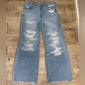 AE High Waisted Stretch Ripped jeans. Size 14. Lightly worn.